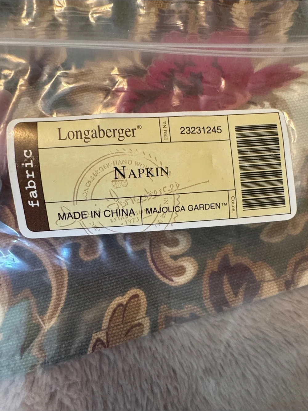 Longaberger fabric napkins. Brand new never used.